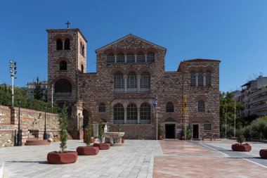 THESSALONIKI, GREECE - 22 Eylül 2019: Yunanistan 'ın orta Makedonya kenti Selanik' teki antik Bizans Saint Demetrios Kilisesi