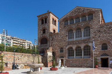 THESSALONIKI, GREECE - 22 Eylül 2019: Yunanistan 'ın orta Makedonya kenti Selanik' teki antik Bizans Saint Demetrios Kilisesi