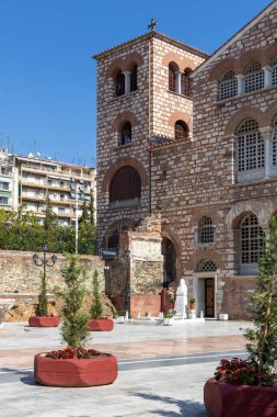 THESSALONIKI, GREECE - 22 Eylül 2019: Yunanistan 'ın orta Makedonya kenti Selanik' teki antik Bizans Saint Demetrios Kilisesi