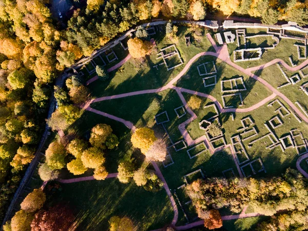 Veduta Aerea Delle Rovine Della Fortezza Medievale Cracovia Vicino Alla — Foto Stock