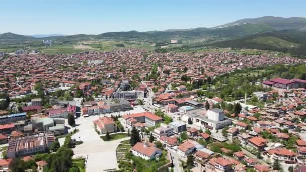 Pemandangan Udara Kota Bersejarah Panagyurishte Kawasan Pazardzhik Bulgaria — Stok Video