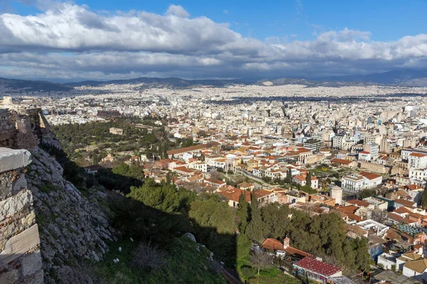 Akropolis Ten Atina Attica Yunanistan Nanılmaz Panoramik Görünüm — Stok fotoğraf