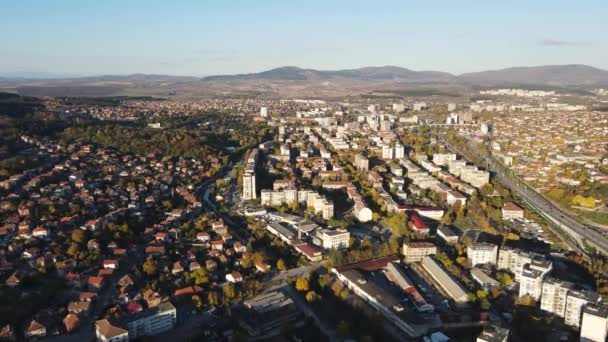 Increíble Vista Aérea Otoño Ciudad Pernik Bulgaria — Vídeos de Stock