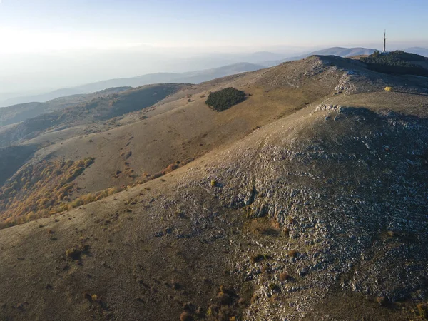 Vista Aérea Atardecer Otoño Montaña Konyavska Cerca Del Pico Viden —  Fotos de Stock
