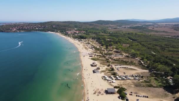 Vedere Aeriană Plajei Gradina Grădină Lângă Orașul Sozopol Regiunea Burgas — Videoclip de stoc