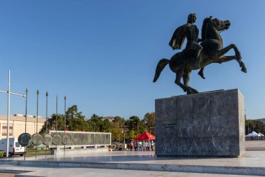 THESSALONIKI, GREECE - 22 Eylül 2019: Selanik, Orta Makedonya, Yunanistan kıyı caddesi Panorama