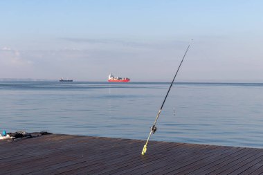 THESSALONIKI, GREECE - 22 Eylül 2019: Selanik, Orta Makedonya, Yunanistan kıyı caddesi Panorama