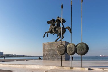 THESSALONIKI, GREECE - 22 Eylül 2019: Selanik, Orta Makedonya, Yunanistan kıyı caddesi Panorama