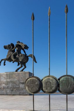 THESSALONIKI, GREECE - 22 Eylül 2019: Selanik, Orta Makedonya, Yunanistan kıyı caddesi Panorama