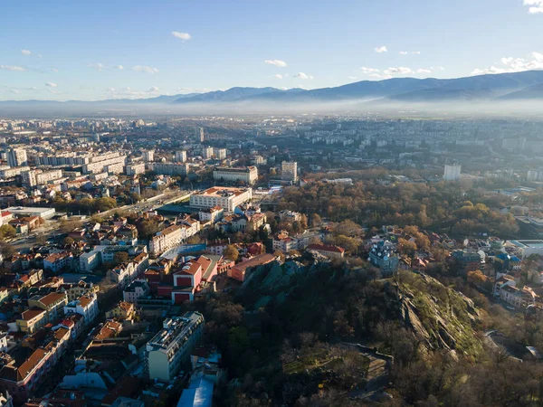 Fantastisk Antenn Utsikt Över Staden Plovdiv Bulgarien — Stockfoto
