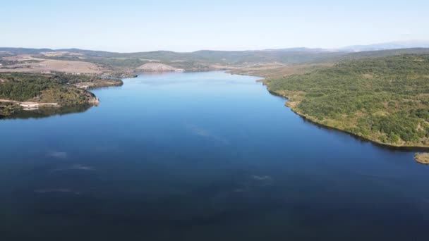 Вид Воздуха Водохранилище Пчелина Регион Перник Болгария — стоковое видео