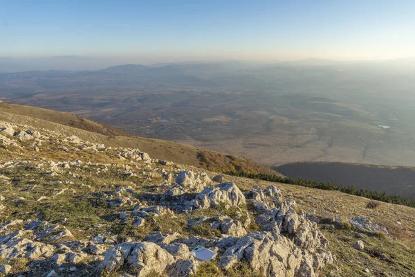 Vista Del Atardecer Otoño Montaña Konyavska Cerca Del Pico Viden —  Fotos de Stock