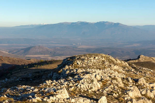 Vista Del Atardecer Otoño Montaña Konyavska Cerca Del Pico Viden — Foto de Stock