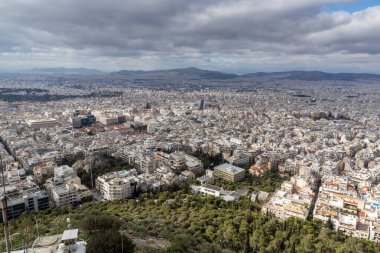 Atina kentinin panoramik manzarası Lycabettus Hill, Attica, Yunanistan