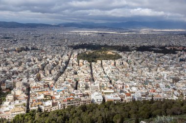 Atina kentinin panoramik manzarası Lycabettus Hill, Attica, Yunanistan