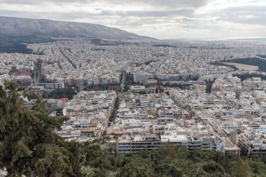 Atina kentinin panoramik manzarası Lycabettus Hill, Attica, Yunanistan
