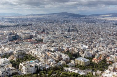 Atina kentinin panoramik manzarası Lycabettus Hill, Attica, Yunanistan