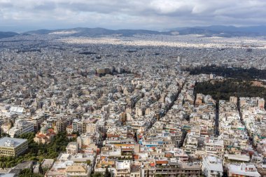 Atina kentinin panoramik manzarası Lycabettus Hill, Attica, Yunanistan