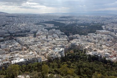 Atina kentinin panoramik manzarası Lycabettus Hill, Attica, Yunanistan