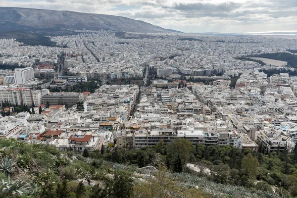 Panoramatický Výhled Město Atény Kopce Lycabettus Attica Řecko — Stock fotografie
