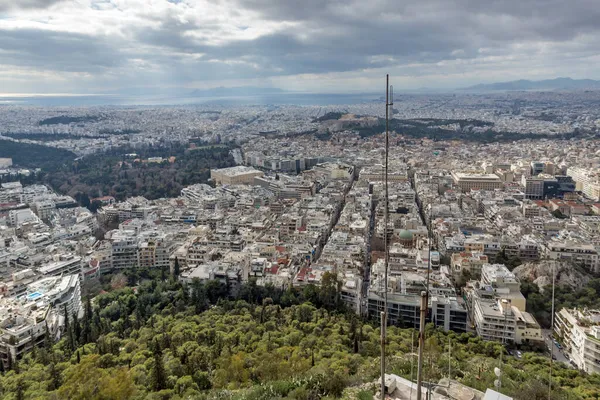 Blick Auf Die Stadt Athen Vom Lycabettus Hügel Attika Griechenland — Stockfoto