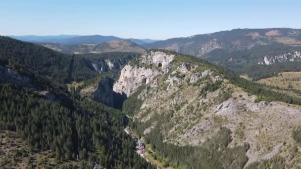 Aerial View Trigrad Gorge Smolyan Region Bulgaria — Stock Video