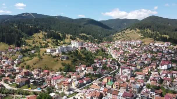 Luchtfoto Van Het Beroemde Bulgaarse Skigebied Chepelare Smolyan Region Bulgarije — Stockvideo