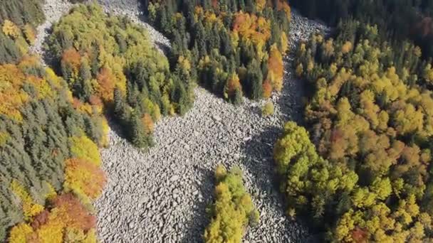 Vista Aérea Otoño Del Río Stone Conocida Como Zlatnite Mostove — Vídeo de stock