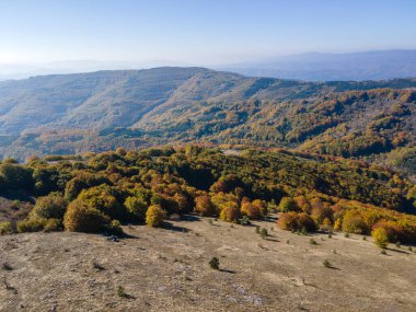 Bulgaristan 'ın Pernik Bölgesi Golemi zirvesi yakınlarındaki Erul dağının şaşırtıcı sonbahar manzarası