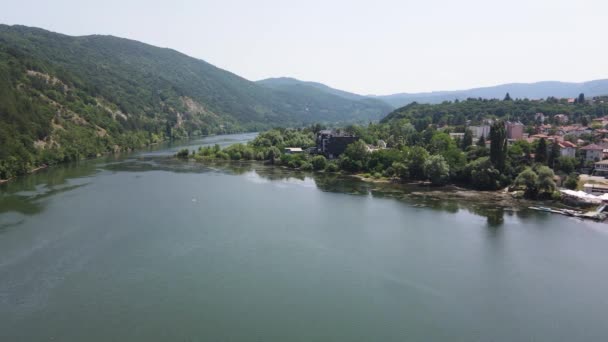 Vista Aérea Verão Lago Pancharevo Região Cidade Sofia Bulgária — Vídeo de Stock