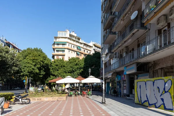 Thessaloniki Grecja Wrzesień 2019 Typowa Ulica Salonikach Środkowa Macedonia Grecja — Zdjęcie stockowe