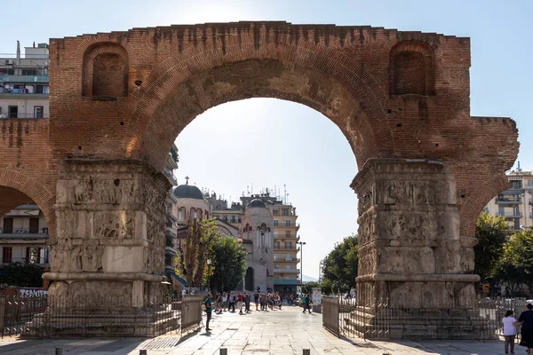 Thessaloniki Grecia Septiembre 2019 Antiguo Arco Romano Galerio Centro Ciudad —  Fotos de Stock