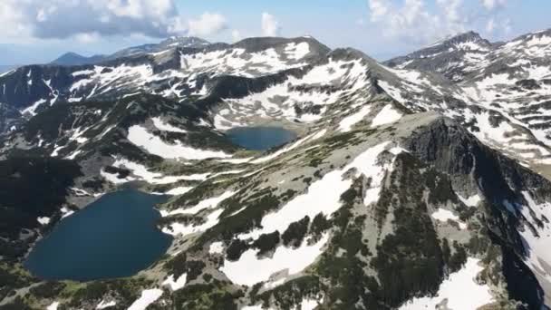 Niesamowity Widok Lotu Ptaka Jeziora Kremenski Szczyt Dzhano Góra Pirin — Wideo stockowe