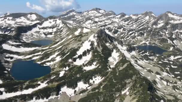 Incrível Vista Aérea Lagos Kremenski Dzhano Pico Pirin Mountain Bulgária — Vídeo de Stock