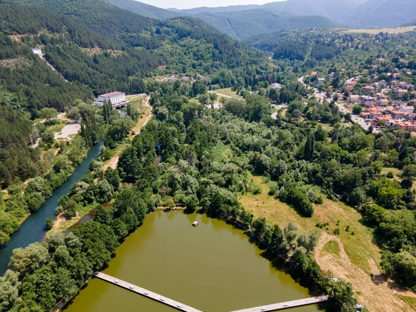 Vista Aérea Verano Del Lago Pancharevo Ciudad Sofía Región Bulgaria — Foto de Stock