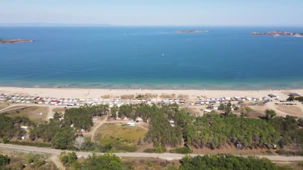 Vista Aérea Gradina Jardim Praia Perto Cidade Sozopol Região Burgas — Vídeo de Stock