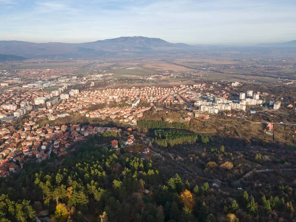 Amazing Aerial Sunset View Town Kyustendil Bulgaria — Stock Photo, Image