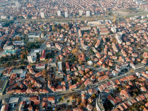 Erstaunliche Luftaufnahme Des Sonnenuntergangs Der Stadt Kyustendil Bulgarien — Stockfoto
