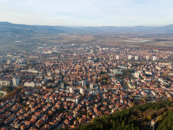 Удивительный Воздушный Вид Закат Города Кюстендил Болгария — стоковое фото