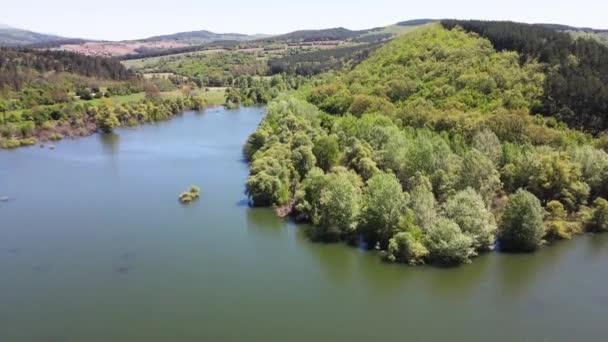 Vista Aérea Reservatório Topolnitsa Montanha Sredna Gora Bulgária — Vídeo de Stock