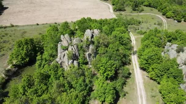 Αεροφωτογραφία Του Αρχαίου Θρακικού Ιερού Skumsale Κοντά Στην Πόλη Strelcha — Αρχείο Βίντεο