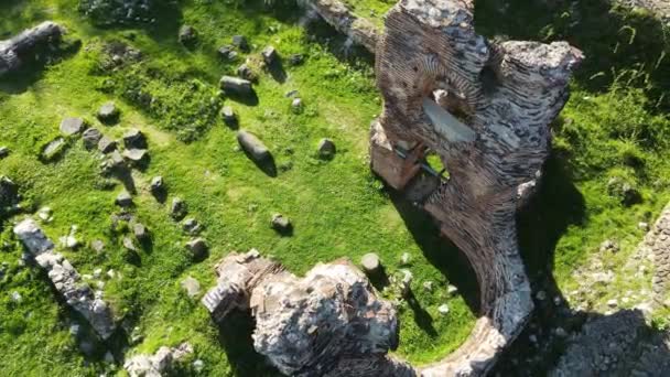 Aerial View Elenska Basilica Ruins Early Byzantine Christian Church Town — Stock Video