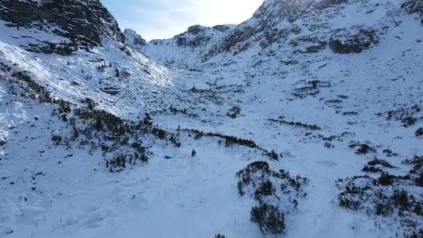 Increíble Vista Aérea Invierno Montaña Rila Cerca Del Pico Malyovitsa — Vídeos de Stock