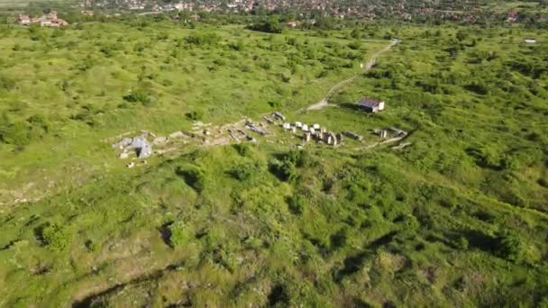 保加利亚Vidin地区Colonia Ulpia Traiana Ratiaria古罗马城废墟的空中景观 — 图库视频影像