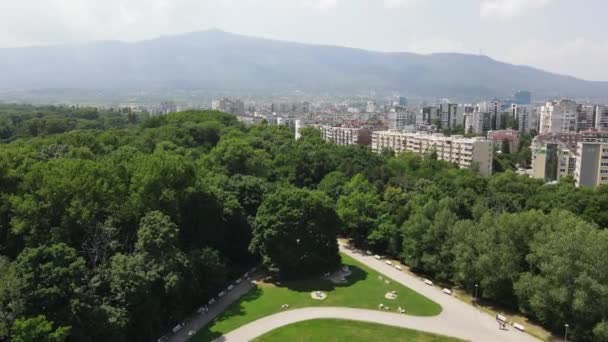 Vista Aérea Surpreendente South Park Cidade Sofia Bulgária — Vídeo de Stock