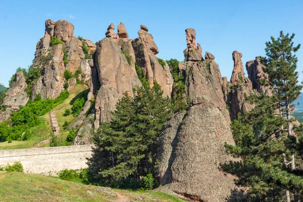 Zonsondergang Uitzicht Ruïnes Van Middeleeuwse Belogradchik Fort Bekend Als Kaleto — Stockfoto