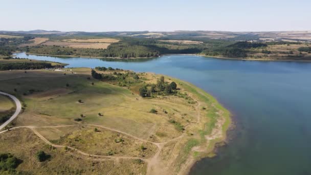Flygfoto Över Krapets Reservoir Lovech Region Bulgarien — Stockvideo
