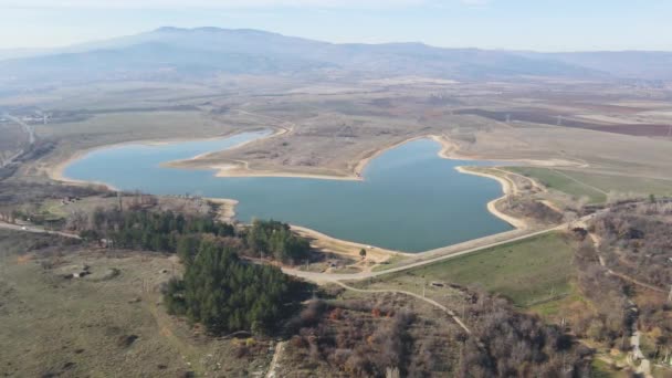 Verbazingwekkend Uitzicht Vanuit Lucht Het Stuwmeer Drenov Dol Kyustendil Bulgarije — Stockvideo