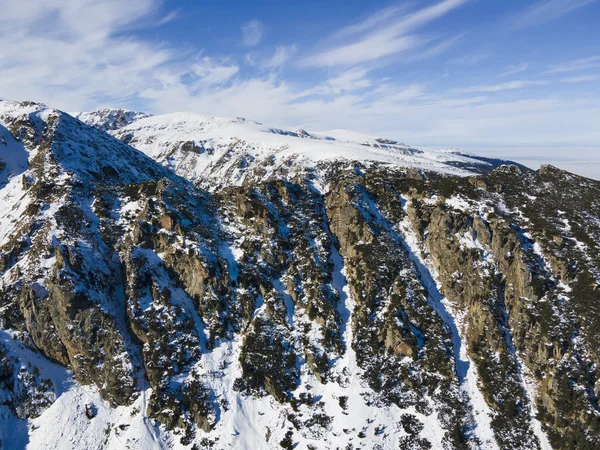 Increíble Paisaje Invierno Aéreo Montaña Rila Cerca Del Pico Malyovitsa — Foto de Stock