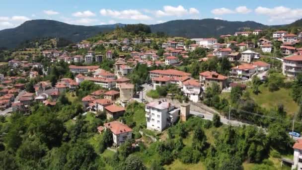 Pemandangan Udara Desa Momchilovtsi Region Smolyan Bulgaria — Stok Video